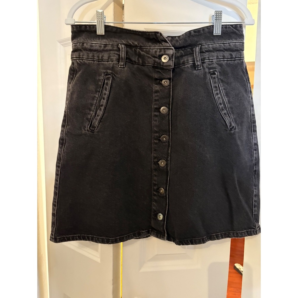 Pilcro & the Letterpress Black Denim Button-Front Skirt – Anthropologie – 100% C